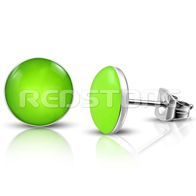 Oceľové náušnice - zeleno žlté SS1028